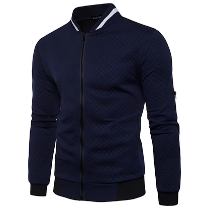 OUTLET  Men's Modern Quilted Zip-Up Bomber Jacket with Contrast Trim