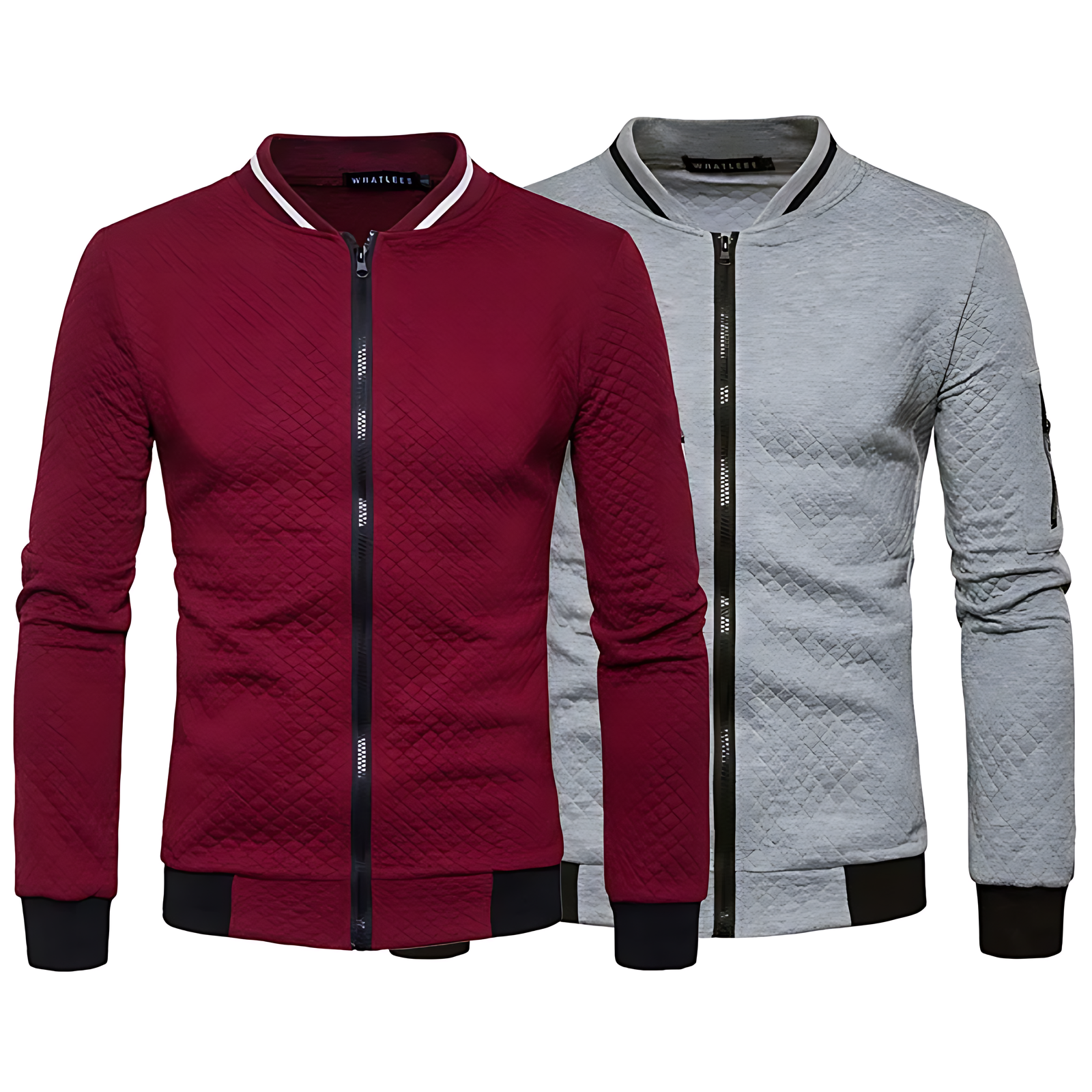 OUTLET  Men's Modern Quilted Zip-Up Bomber Jacket with Contrast Trim