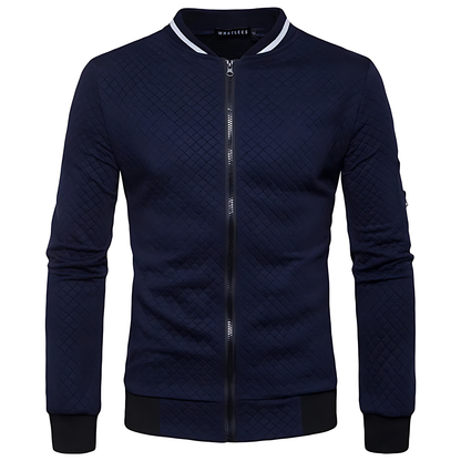 OUTLET  Men's Modern Quilted Zip-Up Bomber Jacket with Contrast Trim